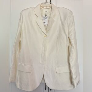 H&M Cream Women's Suit Jacket Oversized Size Medium fits like Large